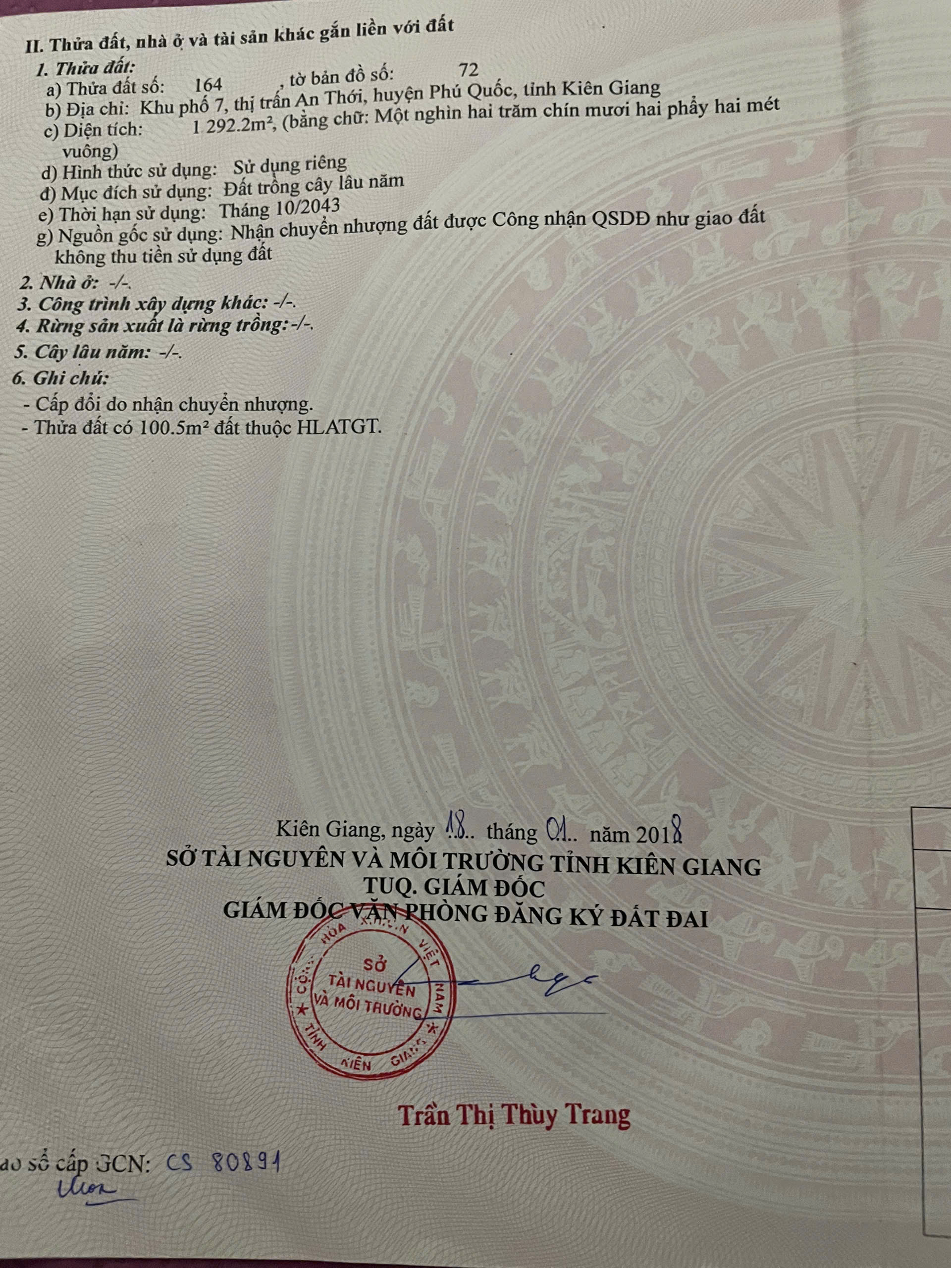 Bán đất 1292m² tại An Thới, Đặc Khu Phú Quốc