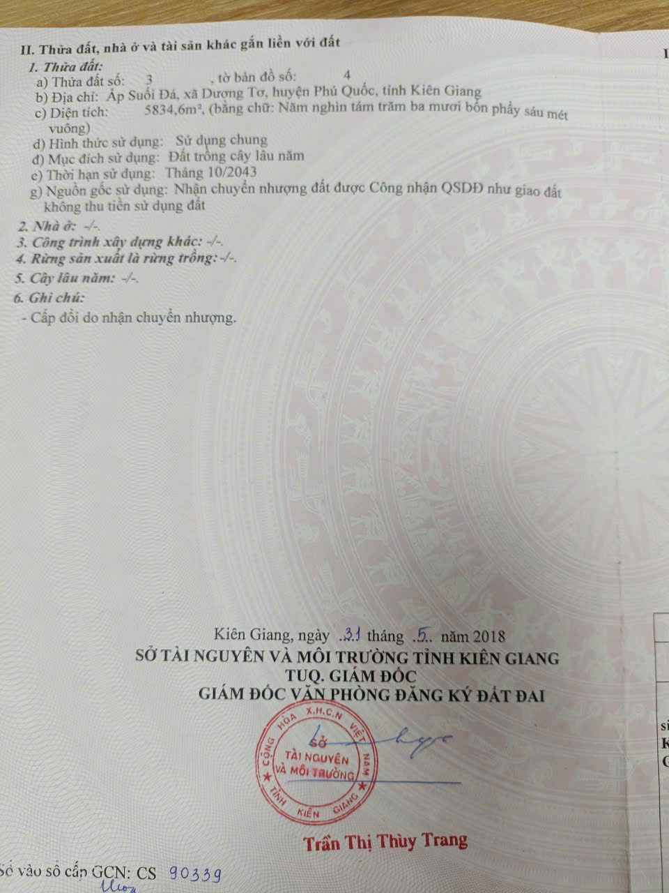 Bán nhà 5838m² tại Dương Tơ, Đặc Khu Phú Quốc