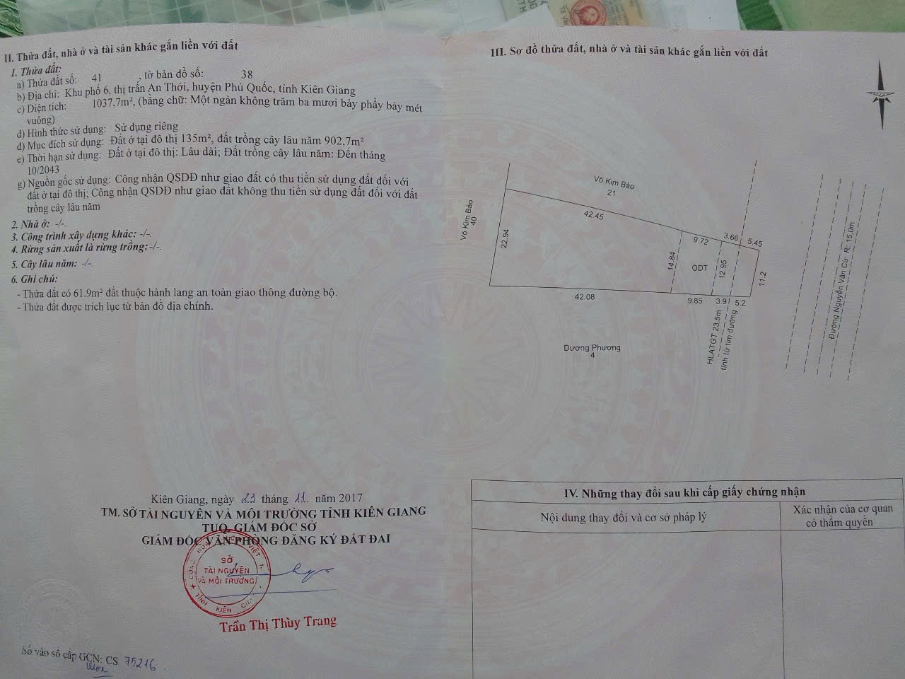 Bán đất 1037m² tại An Thới, đặc khu Phú Quốc