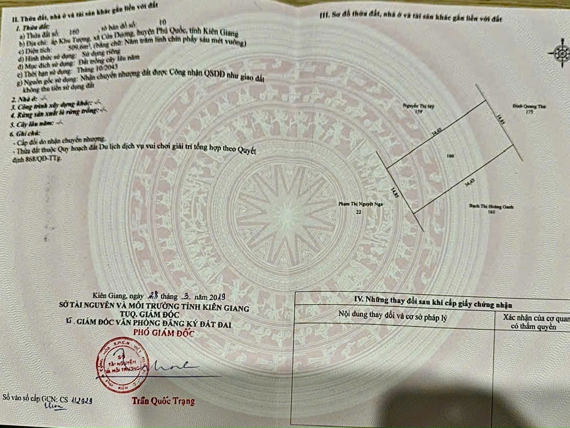 Bán đất  509,6m² tại ấp khu tượng ,xã Cửa Dương, đặc khu Phú Quốc