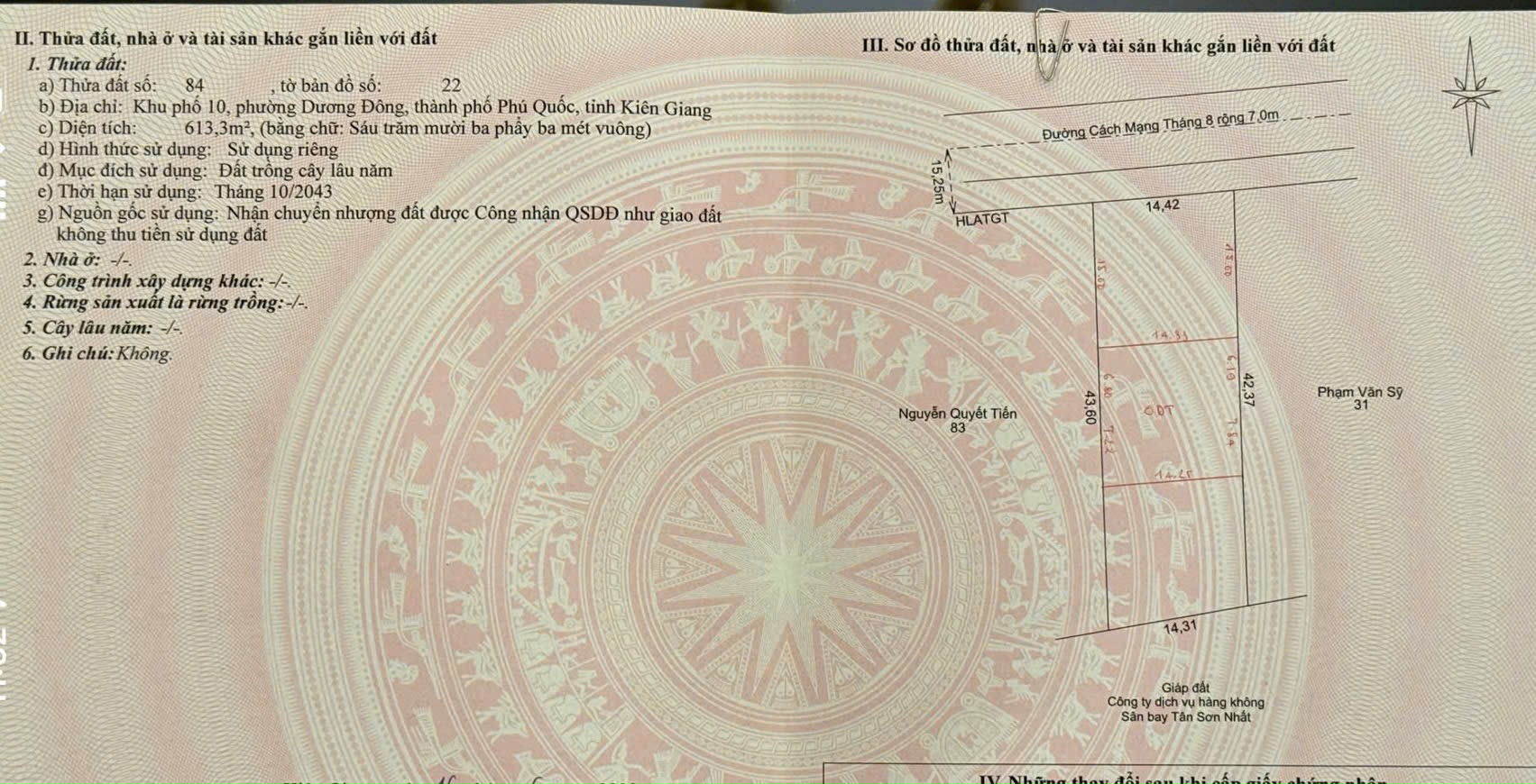 Bán đất 613,4m² tại Dương Đông, đặc khu Phú Quốc